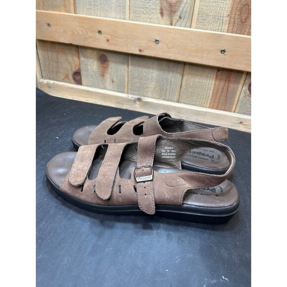 Propét Womens Brown Leather Adjustable Sandals Size 10 S (4A) Narrow Fit - Picture 6 of 8